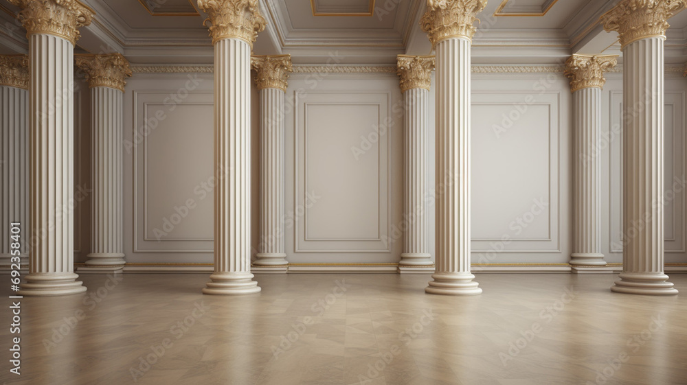 Column interior empty room law or government background - obrazy, fototapety, plakaty 