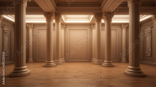Column interior empty room law or government background roman
