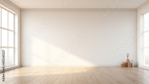 Empty minimal room with windows and natural light indoor photo