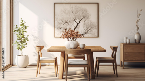 home interior dining room with wood chair and wood luxury