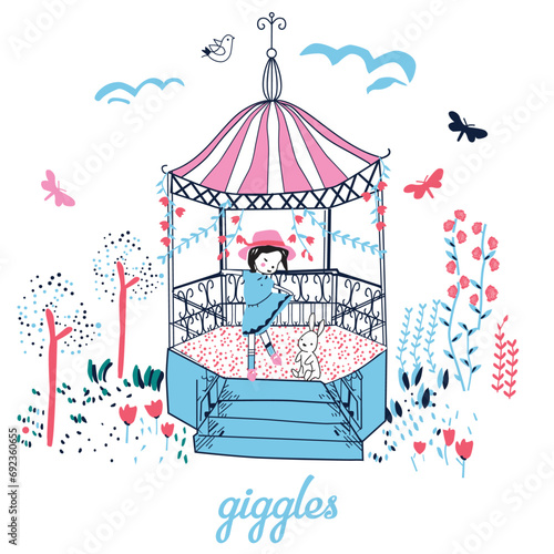 giggles cute girls flower butterfly print