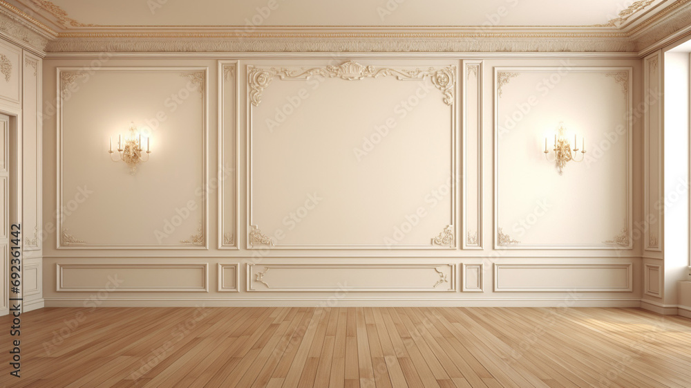 Interior empty room 3D rendering space