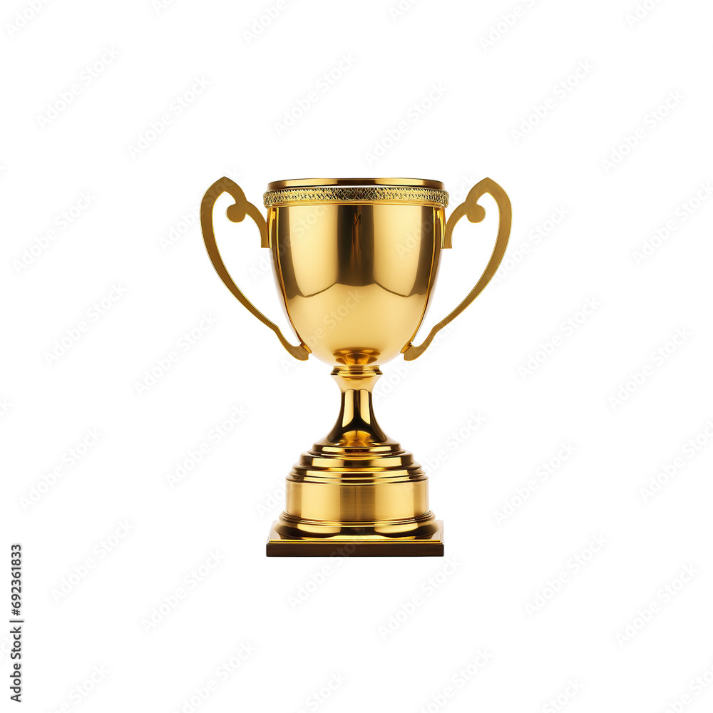 Golden trophy cup isolated on white background. 1st place award goblet. Golden trophy cup isolated on white background. 1st place award goblet.