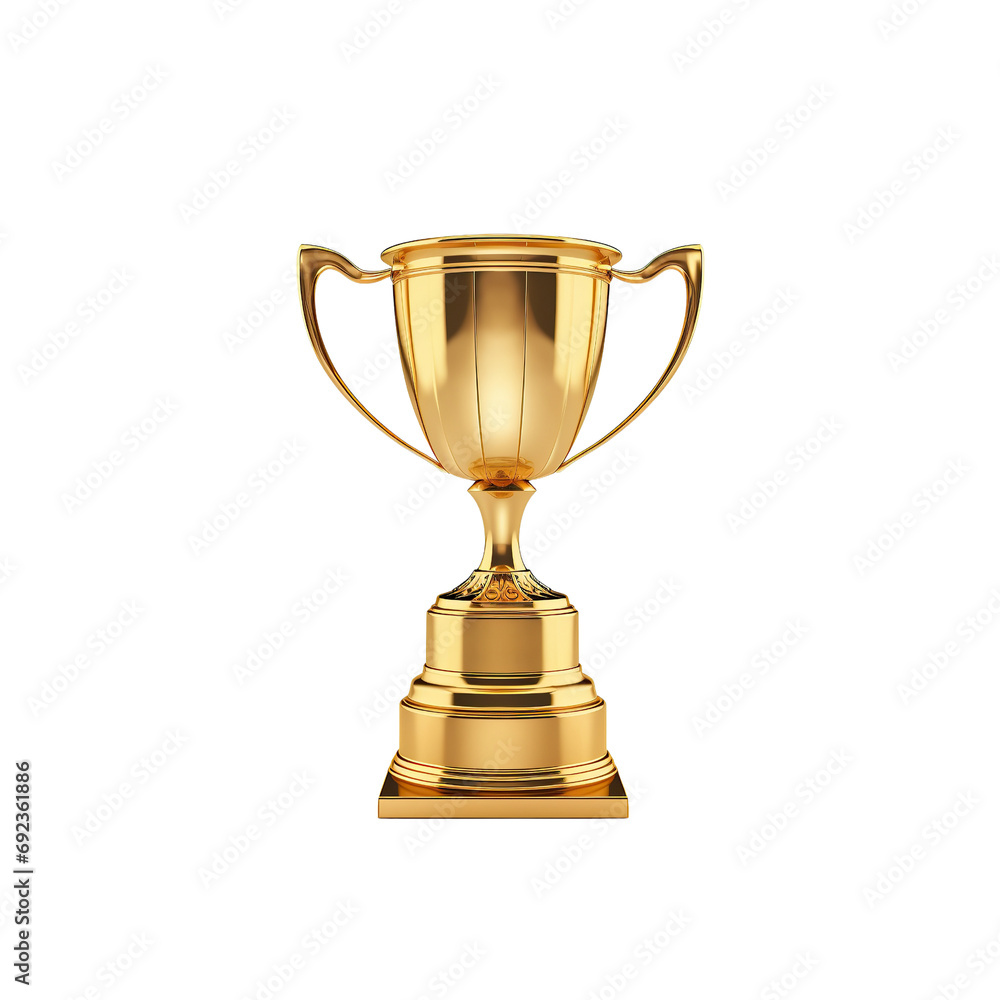 Golden trophy cup isolated on white background. 1st place award goblet. Golden trophy cup isolated on white background. 1st place award goblet.
