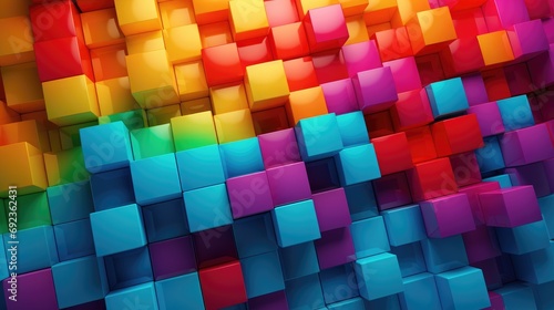 3D rendering abstract background of multi colored cubes wallpaper