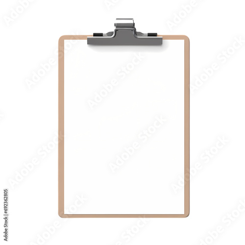 Blank paper clipboard isolated on transparent background