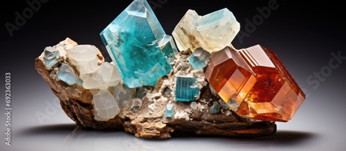 Rare earth elements found in a crystal mineral sample of chalcedony and hemimorphite. photo