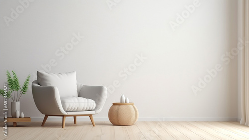 Room with empty concrete wall background in modern rough photo