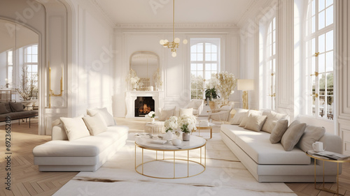 very light and bright interior of luxurious cozy living room beautiful photo