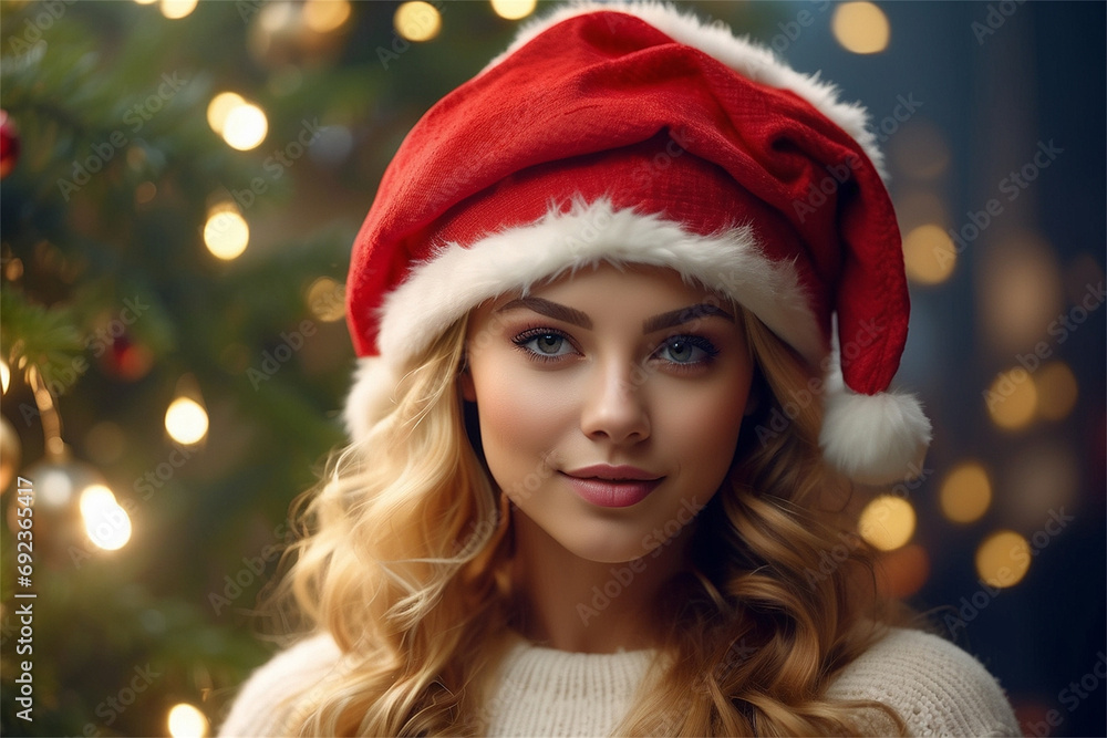 christmas girl in santa hat christmas girl in santa hat
