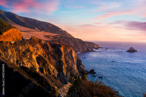 Seascape in Big Sur in California.