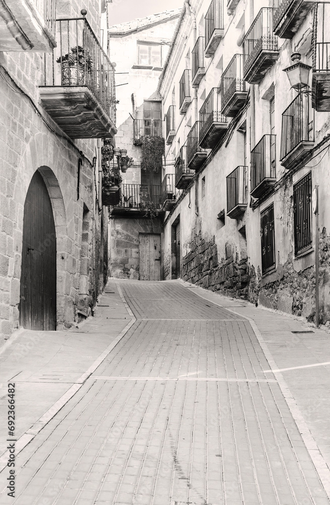 narrow street in the old town 02 black and white