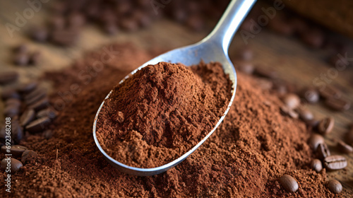 Ground coffee in a scoop photo