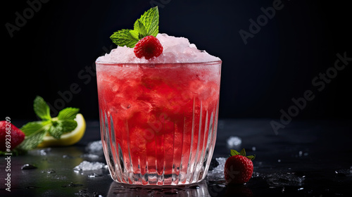 Strawberry Sour Candy Cocktail with icing sugar AI Generative