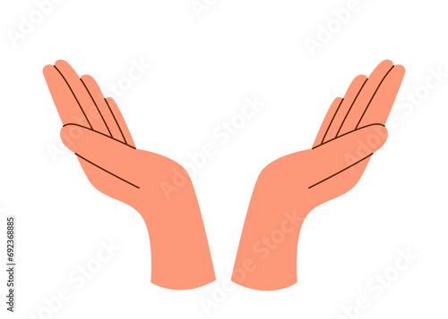 Human hands showing a sign of support, isolated on a white background. 