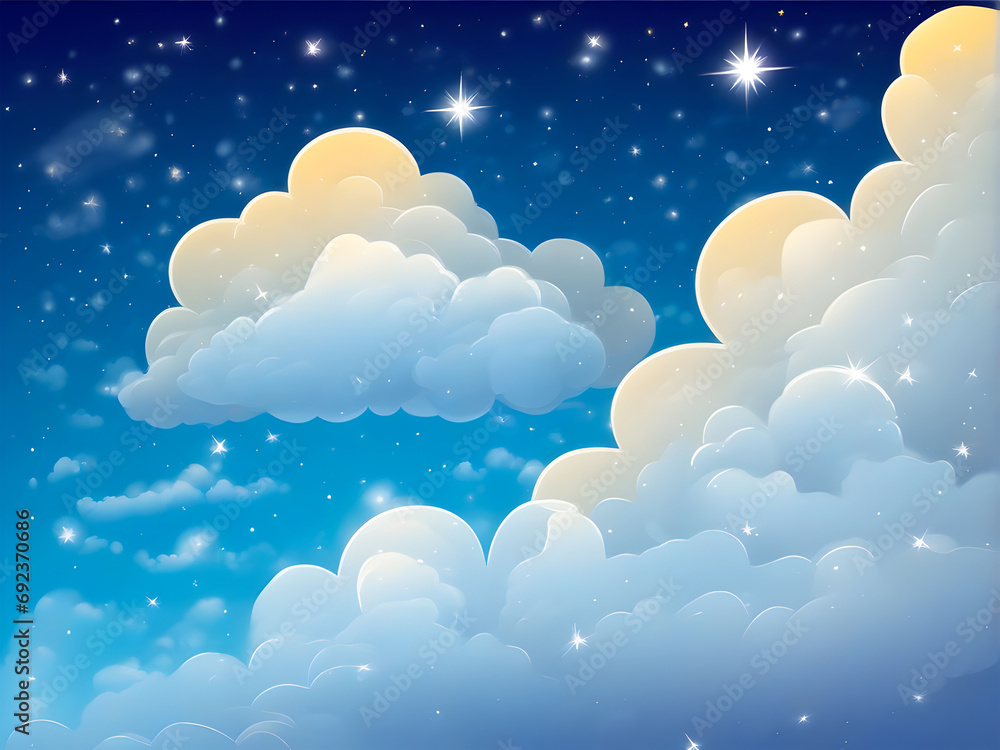 abstract fantasy background. Half moon, stars and clouds on the dark night sky background.. abstract fantasy background. Half moon, stars and clouds on the dark night sky background..
