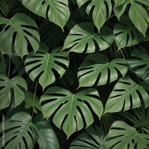 tropical green leaves monstera background wallpaper