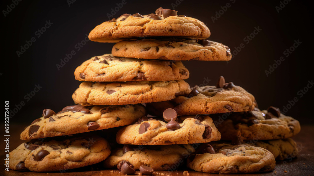 Stack Tower of Chocolate chip cookies isolated Stack Tower of Chocolate chip cookies isolated