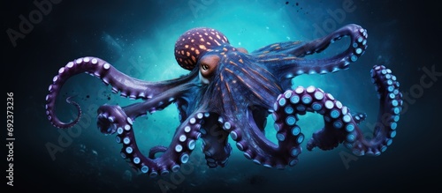 The Octopus with blue rings in flight. photo