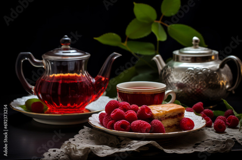 Elegant tea time with raspberry jam