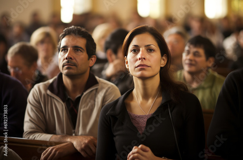 Congregation Attending Sunday Church Service