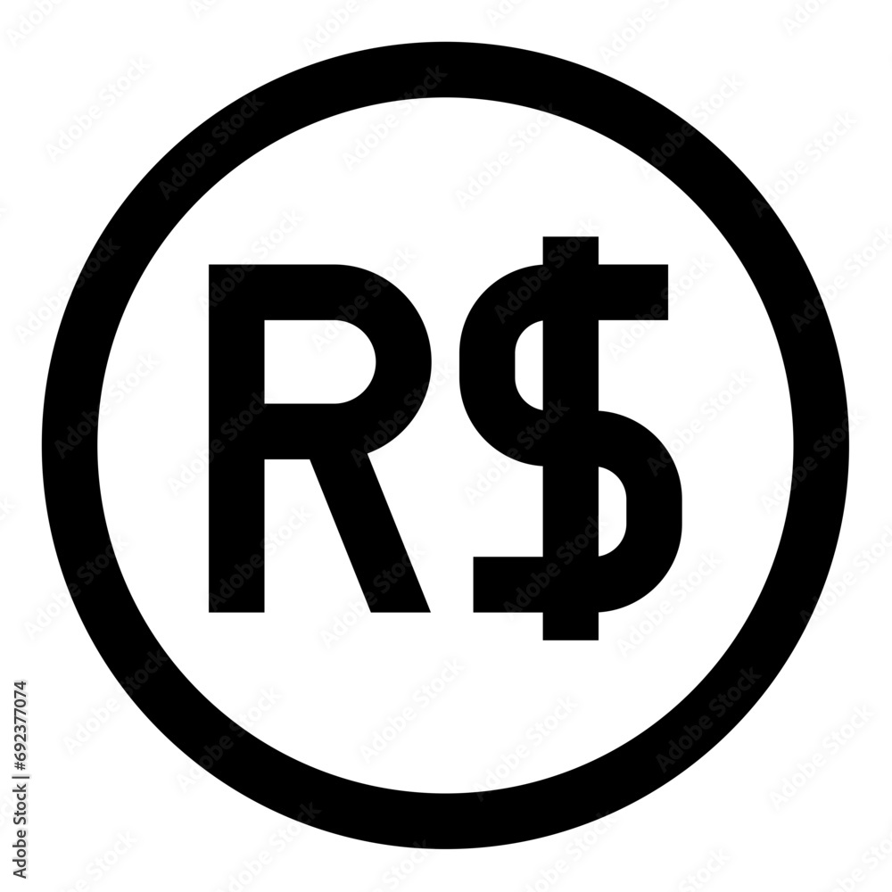 brazilian real currency icon - obrazy, fototapety, plakaty 