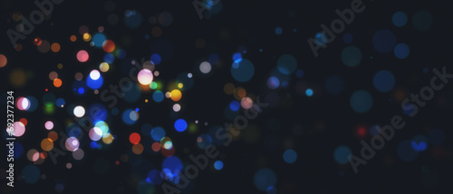 Creative blurry bokeh Christmas on wide wallpaper. Landing page concept. 3D Rendering.