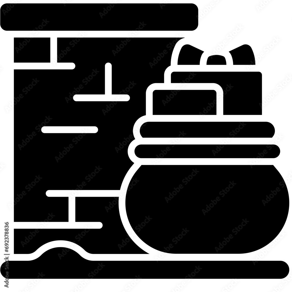 Chimney with a gift bag icon, Christmas related vector illustration Chimney with a gift bag icon, Christmas related vector illustration