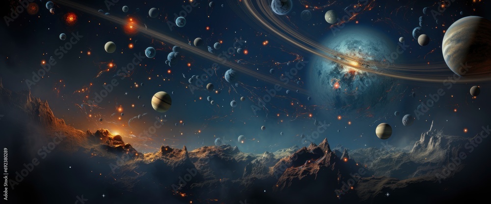 Planet Earth Starry Sky Solar System , Background Banner HD - obrazy, fototapety, plakaty 