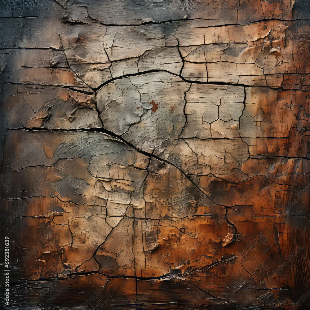 Fototapeta premium Abstract cracked vintage brown wood texture background