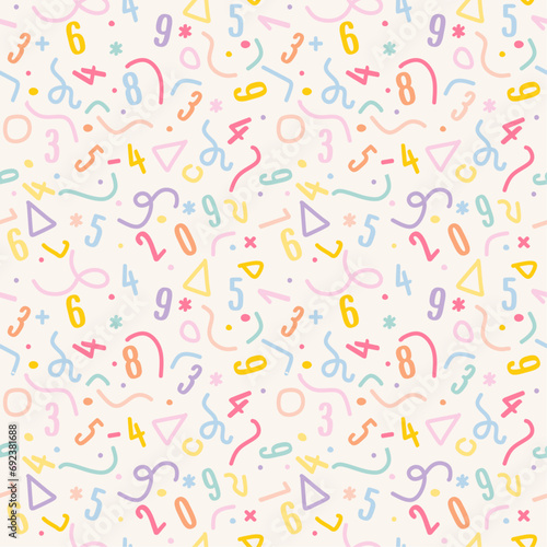 seamless pattern with neon numbers of the alphabet in random order. For backgrounds, textile, wrapping paper, and other surfaces .
