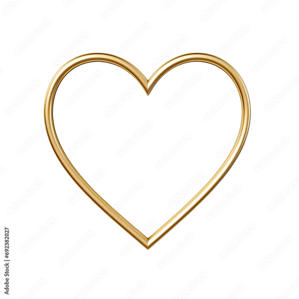 Heart blank gold frame minimalist isolated transparent, generative ai Heart blank gold frame minimalist isolated transparent, generative ai