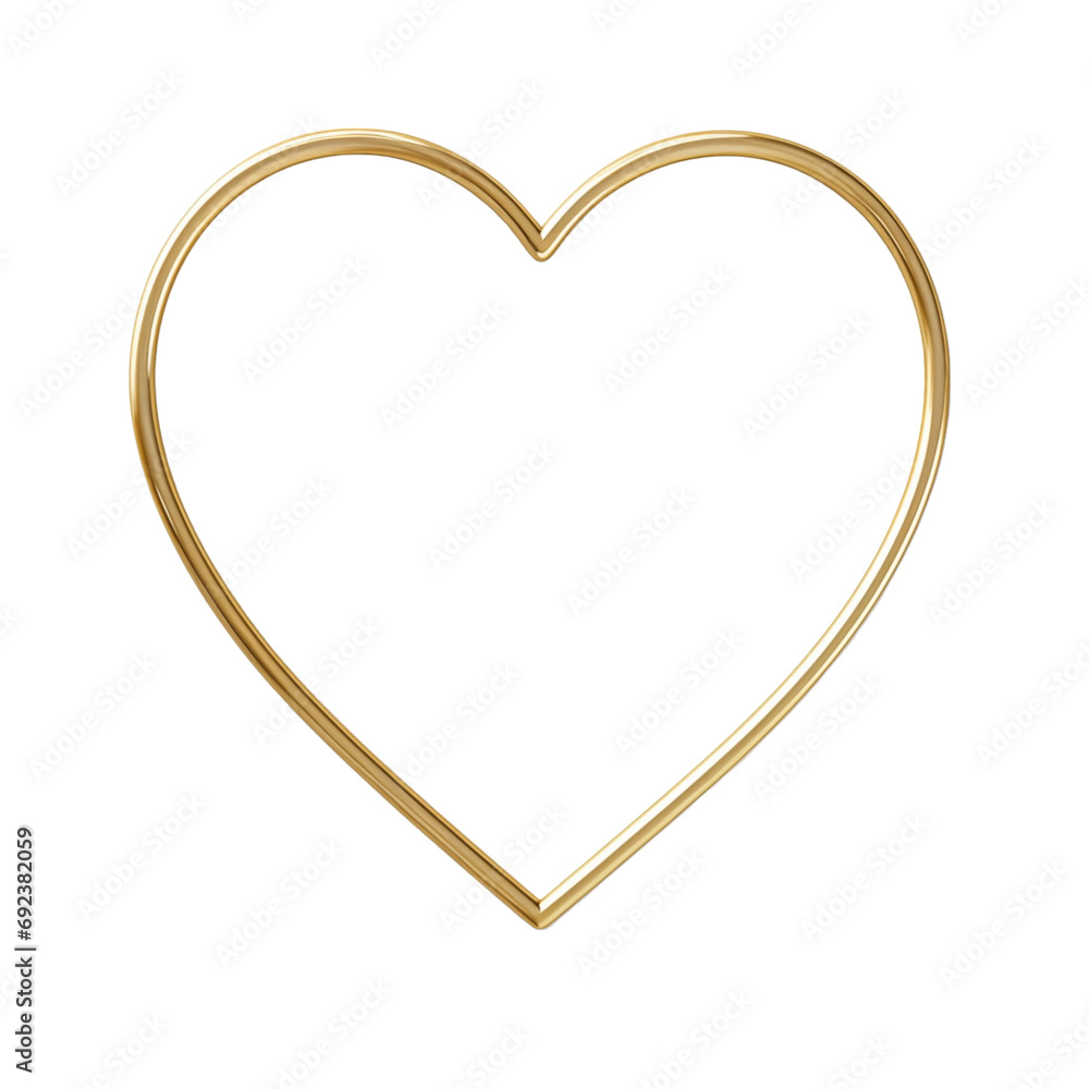 Heart blank gold frame minimalist isolated transparent, generative ai Heart blank gold frame minimalist isolated transparent, generative ai