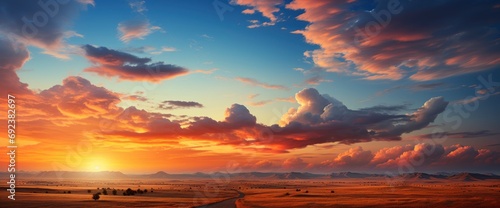 Sunset Big Sky Cloud Over Fields , Background Banner HD