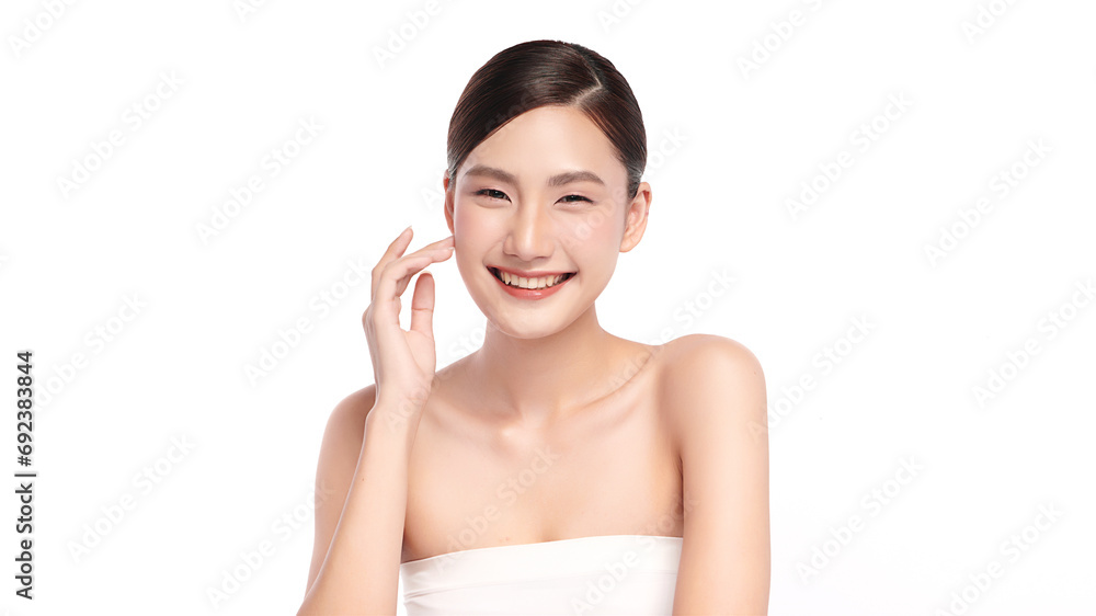 Beautiful young asian woman with clean fresh skin on white background, Face care, Facial treatment, Cosmetology, beauty and spa, Asian women portrait. Beautiful young asian woman with clean fresh skin on white background, Face care, Facial treatment, Cosmetology, beauty and spa, Asian women portrait.