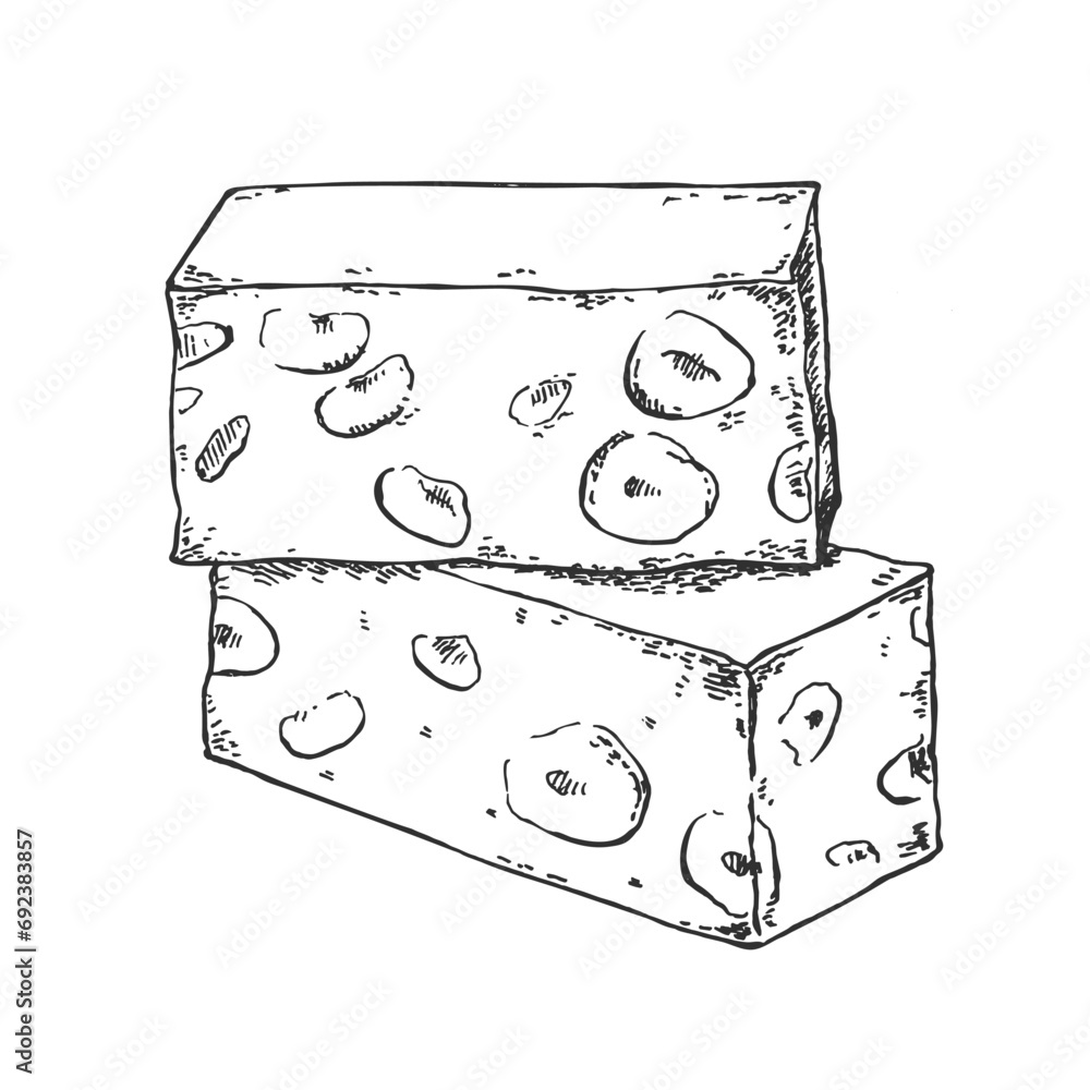 Φωτογραφία Hand drawn vector Turkish nougat illustration