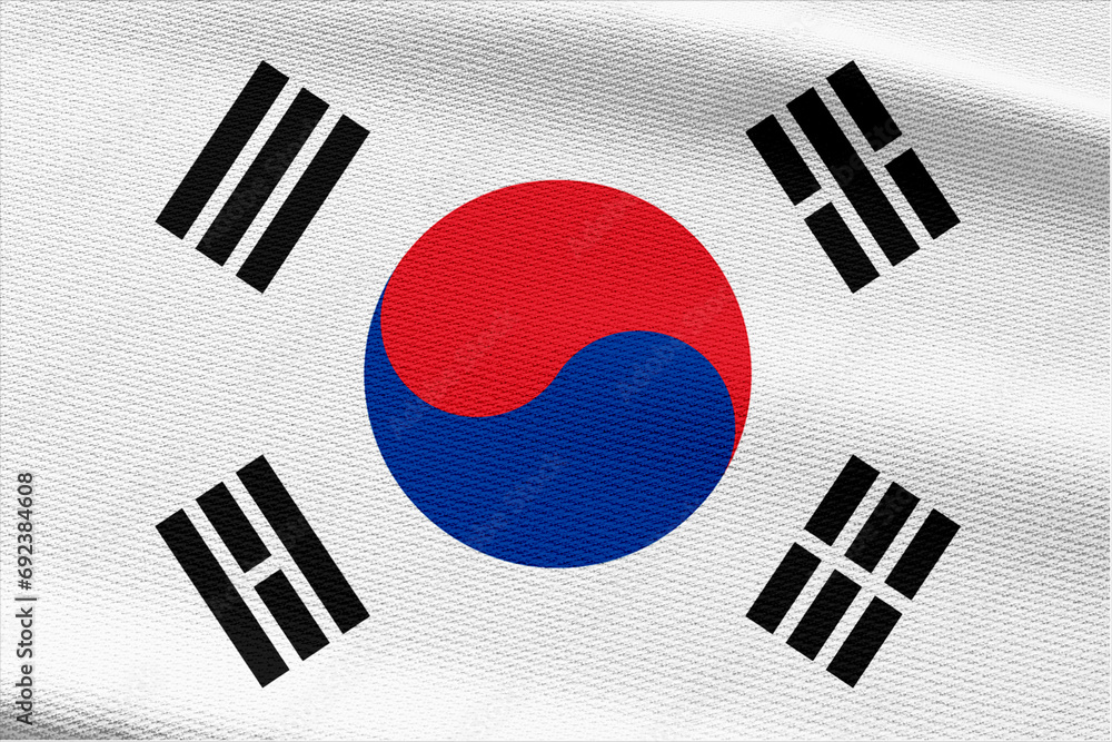 Close-up view of South Korea National flag. Close-up view of South Korea National flag.