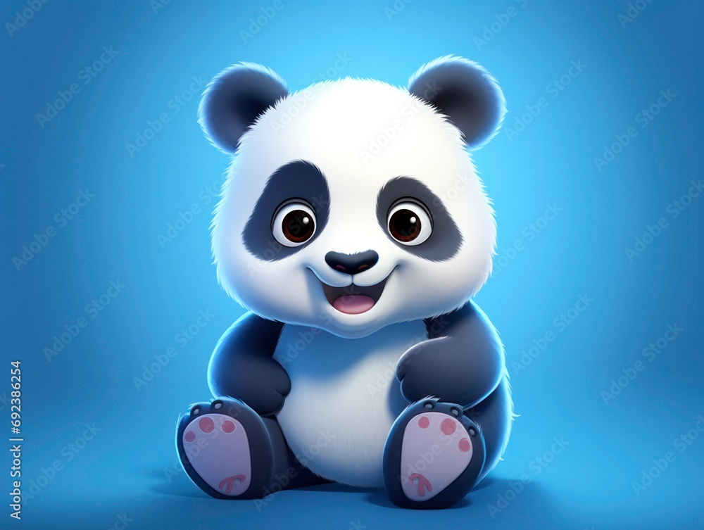 Cartoon of panda on blue background Cartoon of panda on blue background