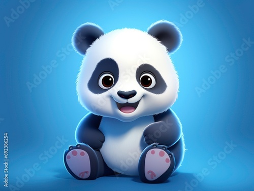 Cartoon of panda on blue background