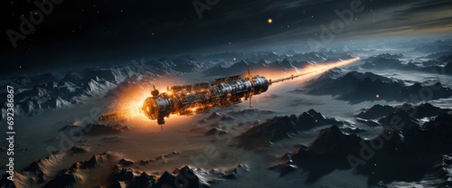 Cargo Spaceship On Orbit Planet Earth , Background Banner HD © Alex Cuong