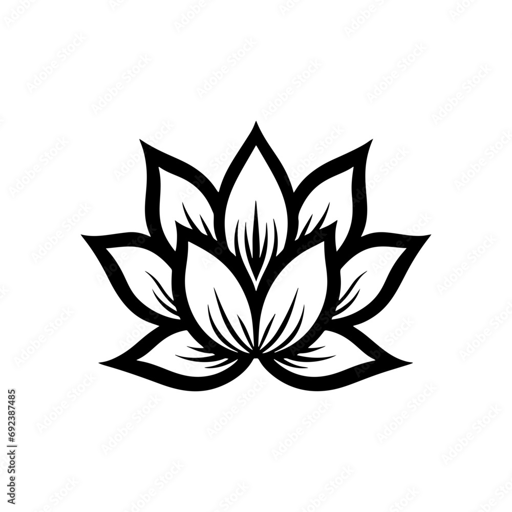 Vector black lotus icon on white background
