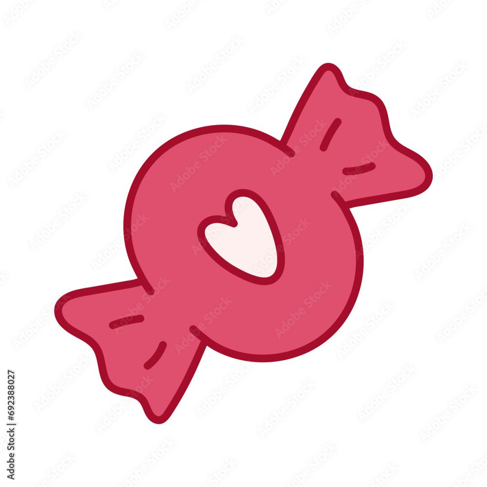 Candy with heart. Circle Candy in wrapper. Candy vector icon in flat style. Candy with heart. Circle Candy in wrapper. Candy vector icon in flat style.