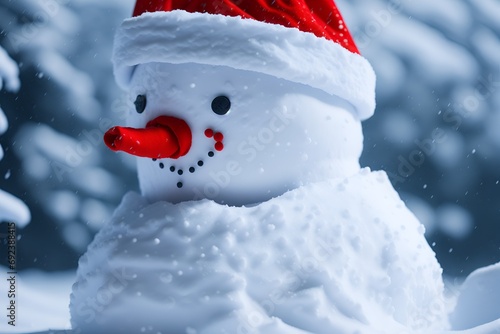 Happy Snowman in the snow