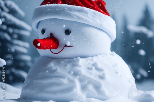 Happy Snowman in the snow