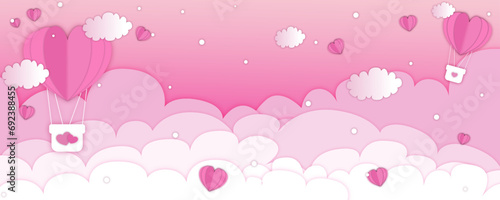 Valentine's Day concept paper cut pattern background