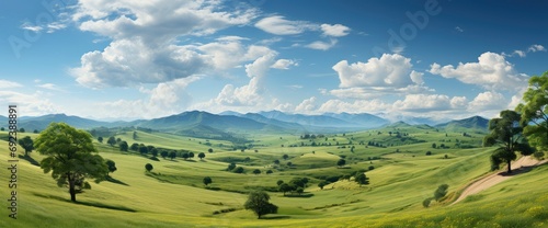 Green Meadows Blue Sky Clouds Background , Background Banner HD