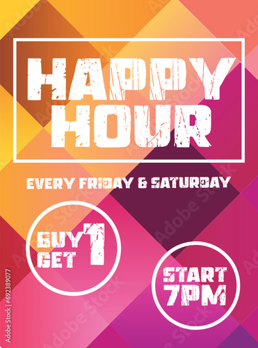 Happy  hour  beer party poster flyer social media post design