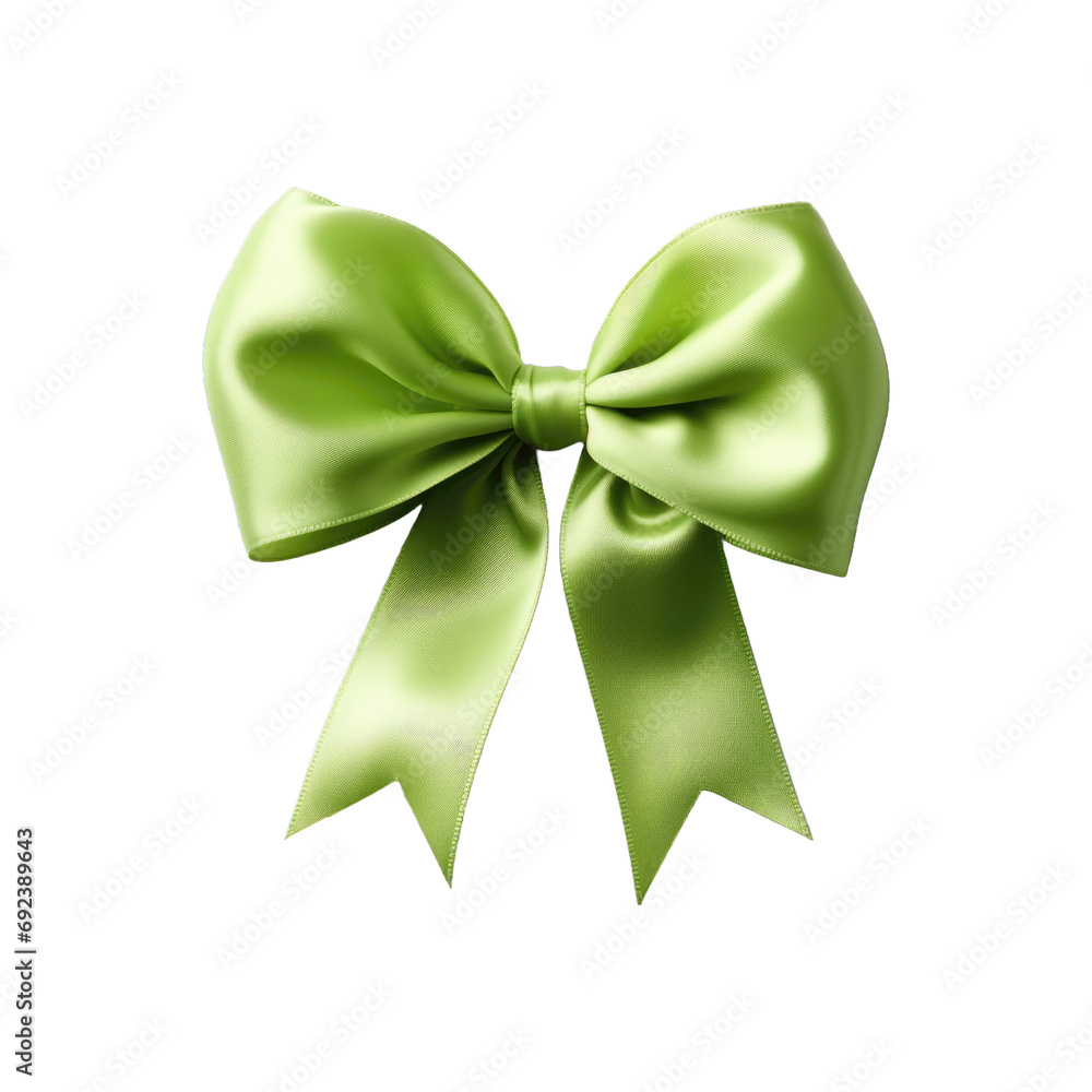 bright green ribbons tied in a bow on white background bright green ribbons tied in a bow on white background