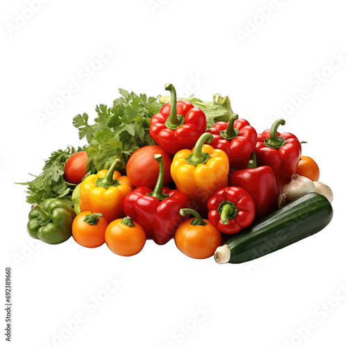 basket with vegetable isolated white background