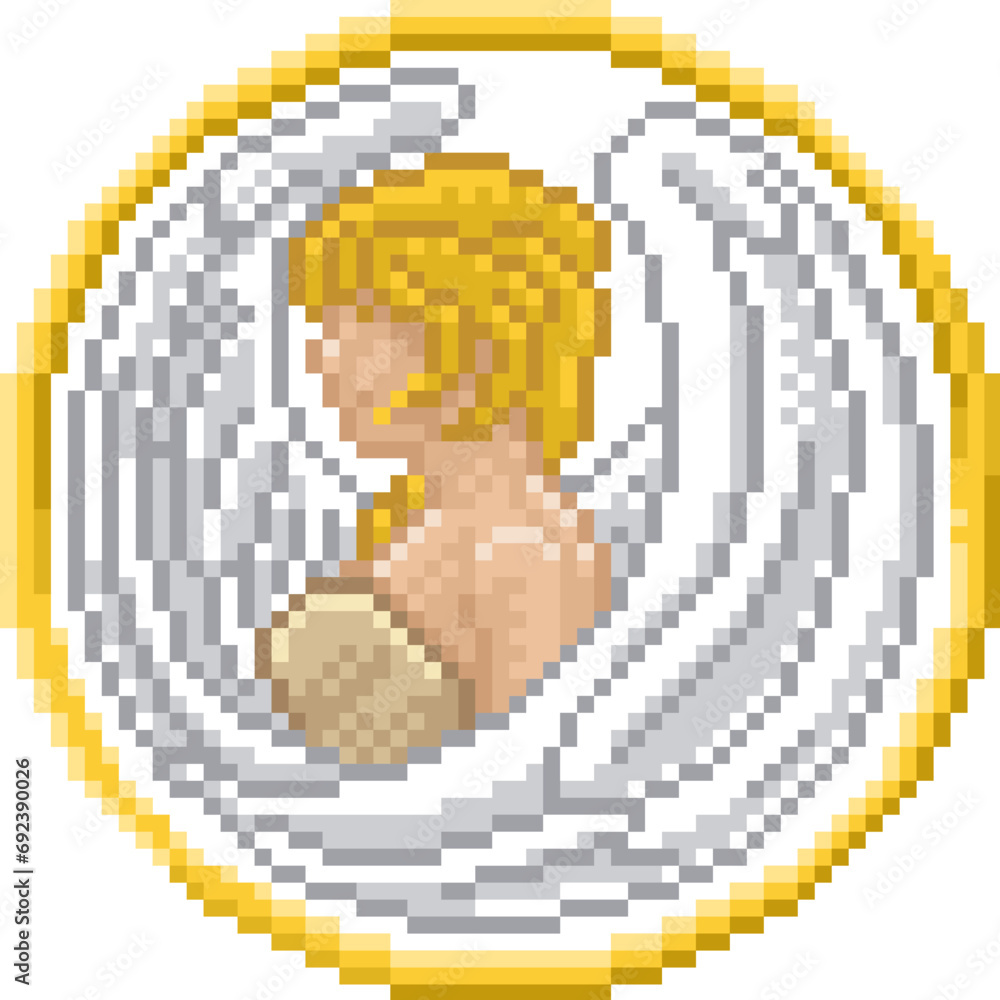 Obraz premium A zodiac horoscope or astrology Virgo angel sign in a retro video game arcade 8 bit pixel art style